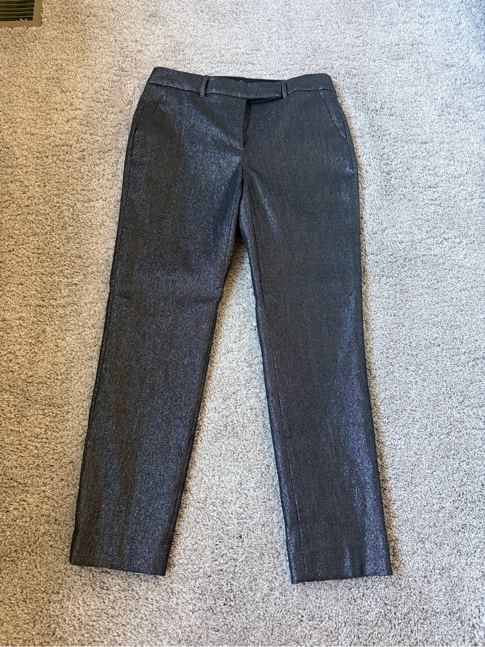 NWT White House Black Market Slim Ankle Shimmery Black Women's Pants